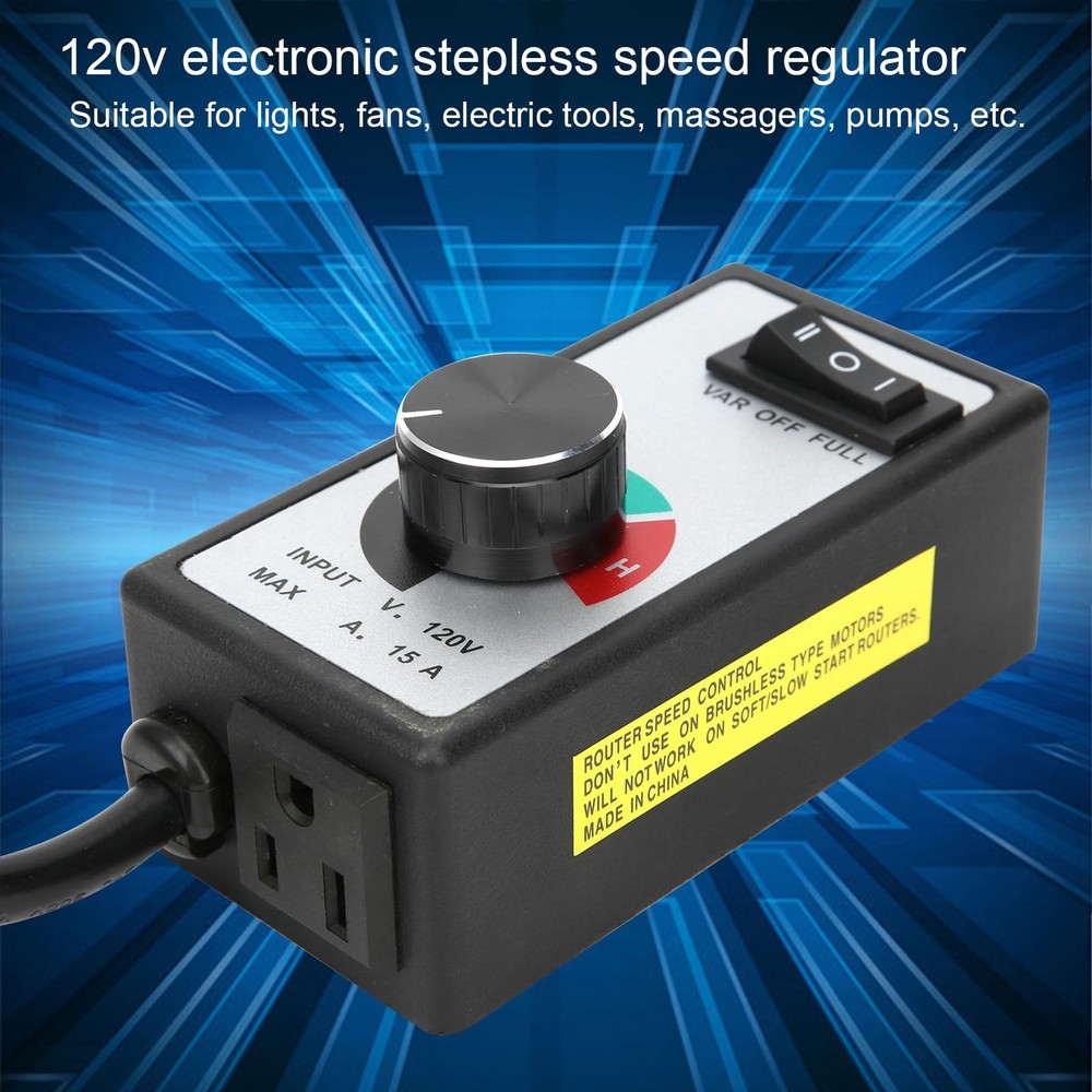 Fan Speed Controller Variable Adjuster Electronic 120V 1500W 15A US Plug 2 New
