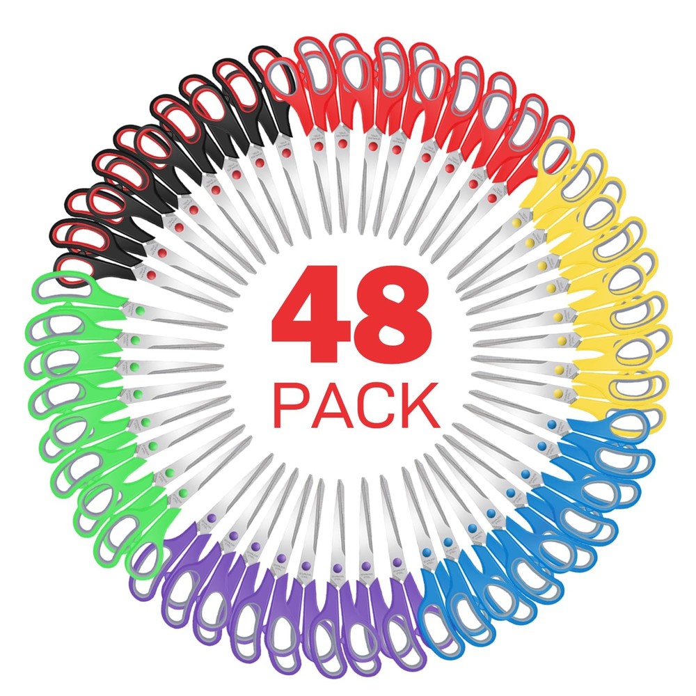 Scissors Bulk 48 Pack,8" Multipurpose Heavy Duty Sharp Scissors,Stainless Ste...