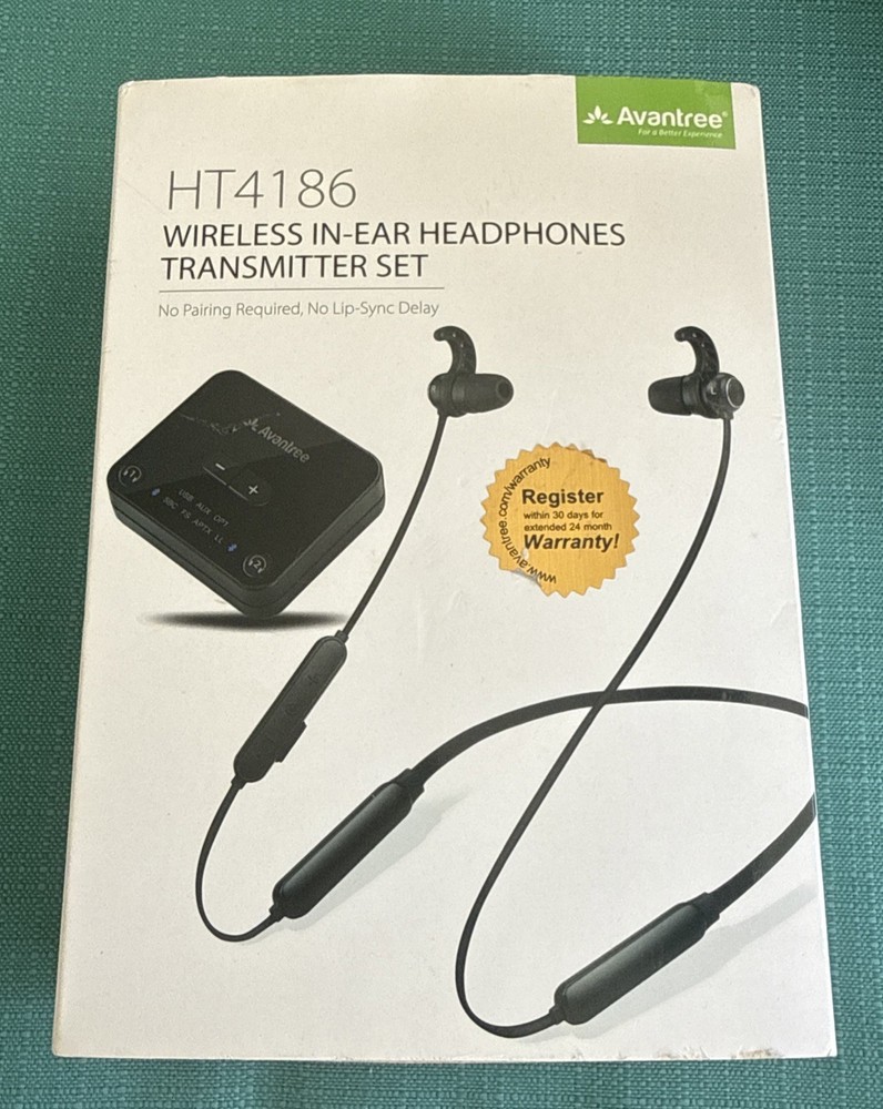Avantree HT4186 Wireless In-Ear Headphones Transmitter Set