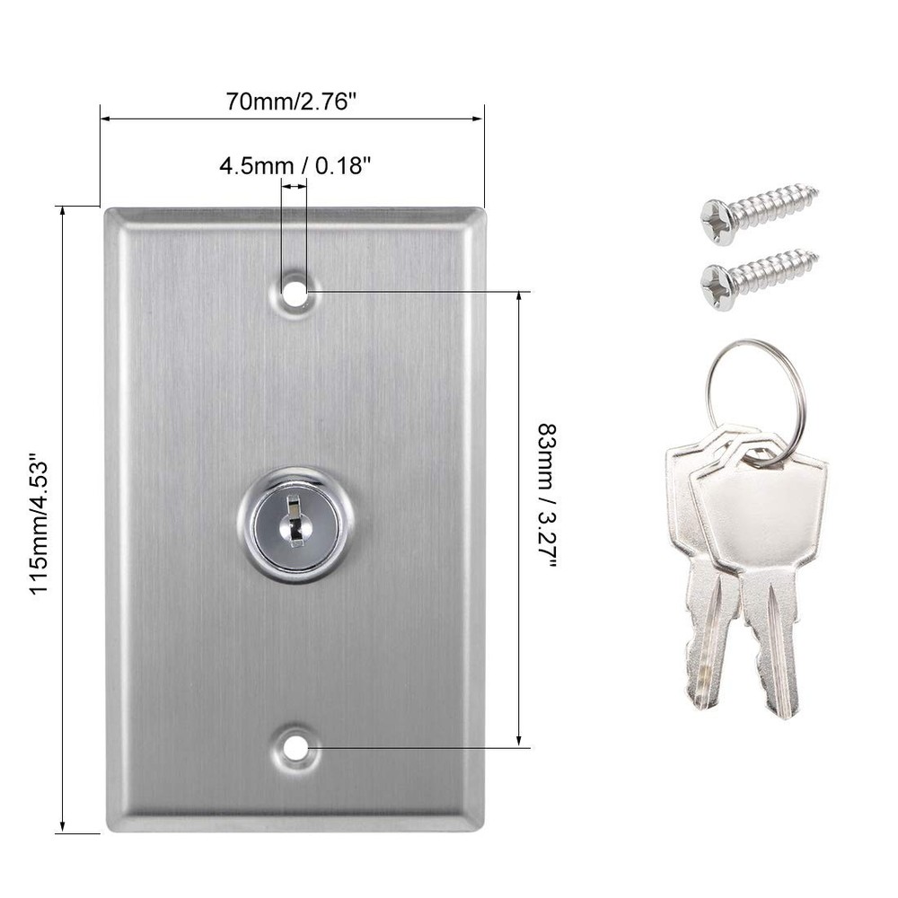 uxcell Key Lock Switch On/Off Emergency Door Release DPST for Access Control ...