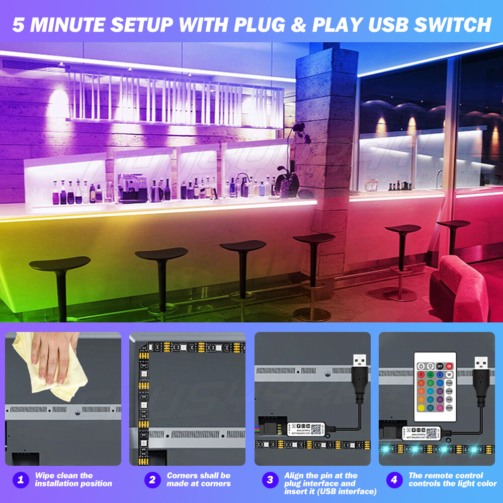 Pool Table Bumper LED RGB Color Changing Light Remote Control