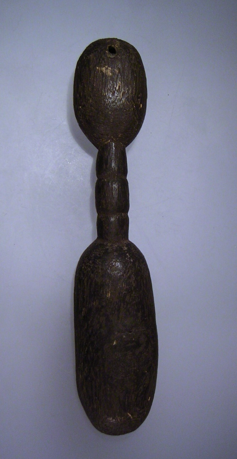Hand Carved Authentic Wood African Tribal Head Handle Serving Spoon