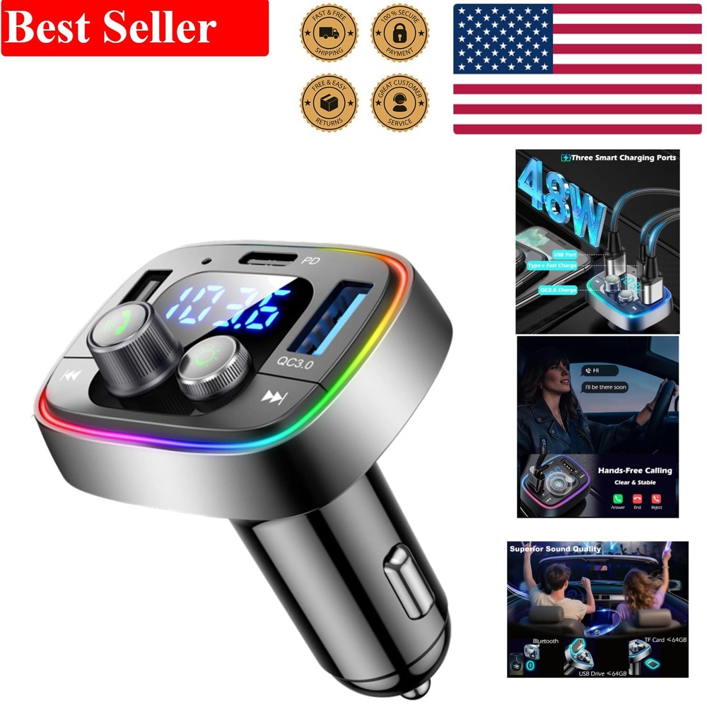 Experience Studio-Quality Sound: USB C Bluetooth FM Transmitter with Fast Charge