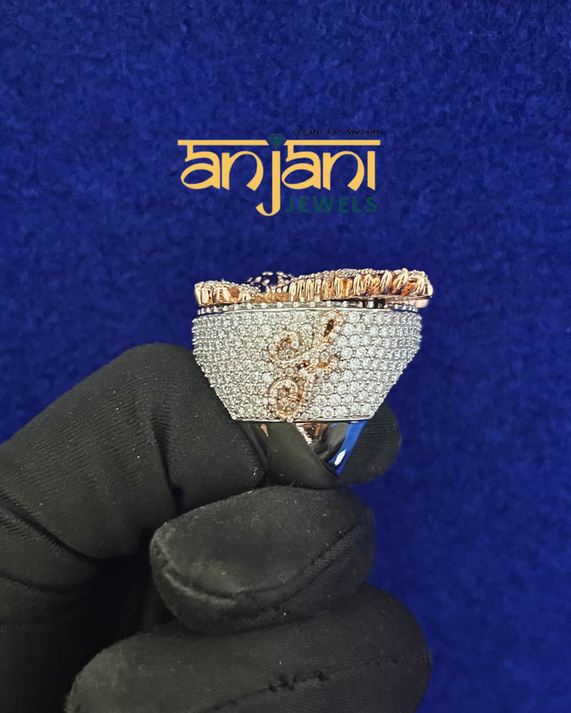 Iced Out Customized "EAGLE RING " Custom VVS1 Moissanite Diamond Silver