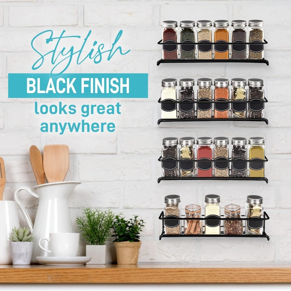 Space-Saving 4-Tier Spice Rack – Adjustable Wall Mount for Kitchen & Beyond