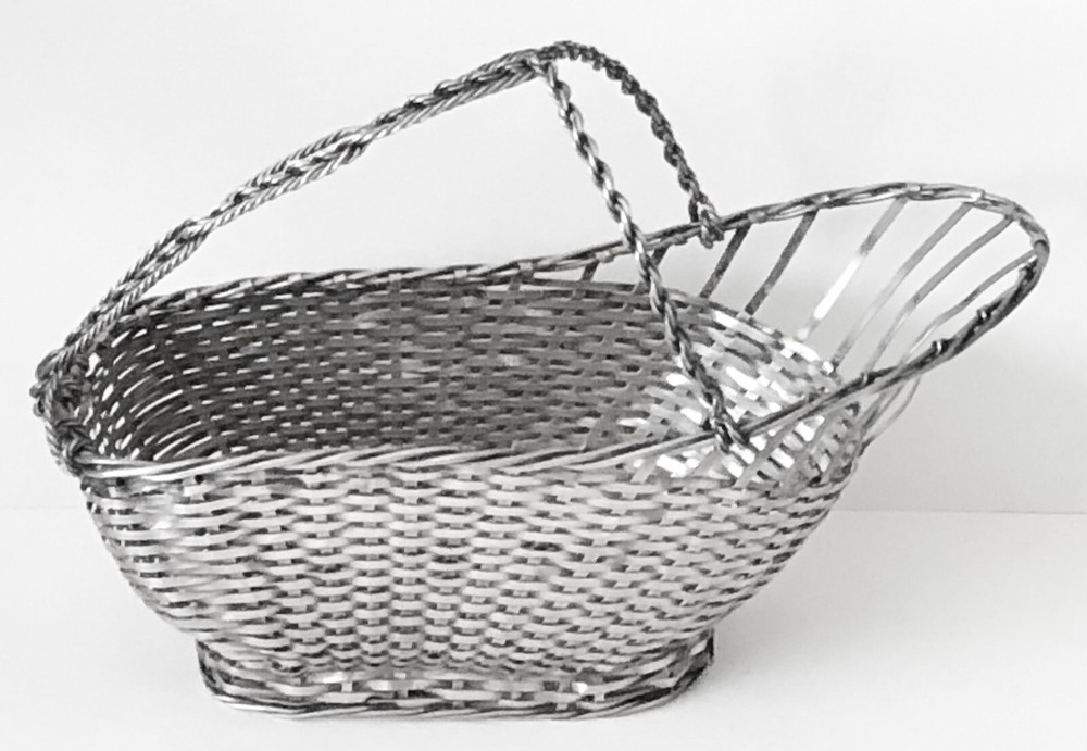 VTG ELEGANT SILVER MESH WEAVE TABLE WINE BOTTLE CADDY HOLDER DINING ENTERTAINING