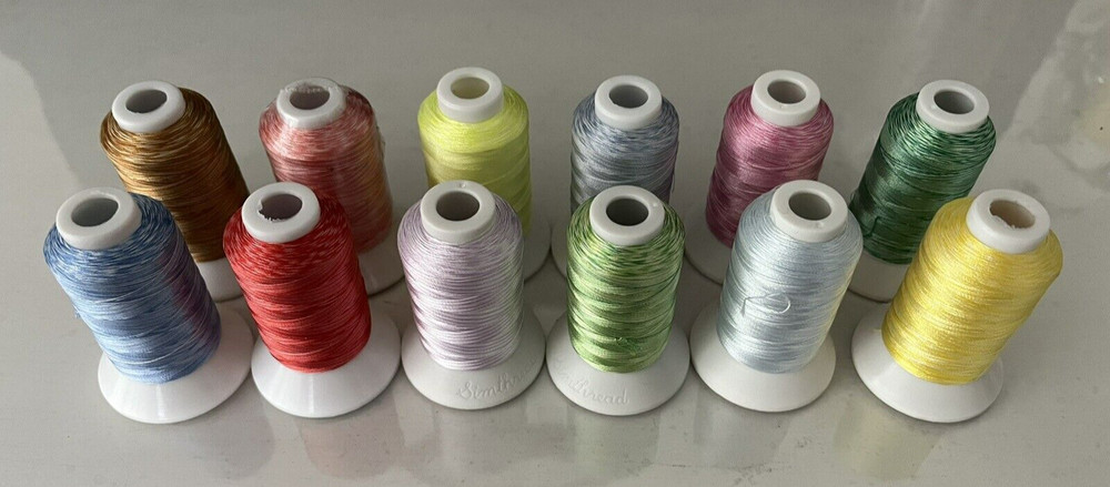 Embroidery Machine Polyester Thread 12 Rolls Assorted Colors (Melange)