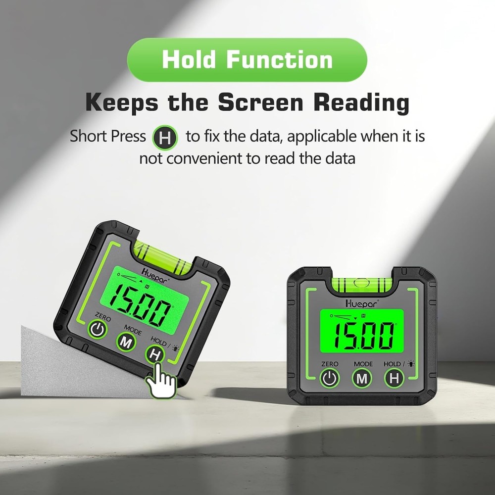 Compact Inclinometer with Backlit Display & Hold Function for Easy Measurements