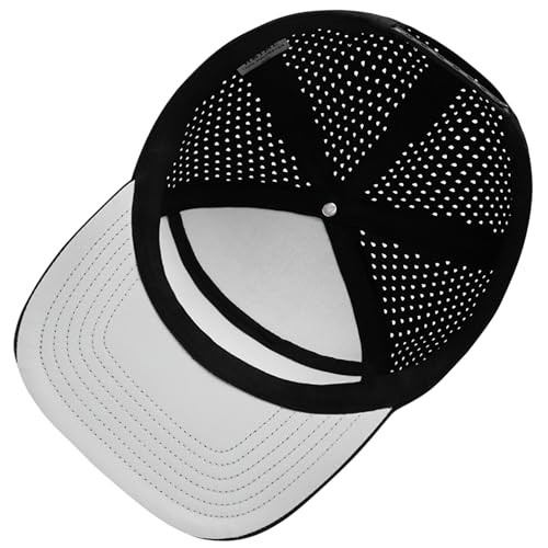 Men Flat Brim Adjustable Performance Hat, Mesh One Size 4017# Black+light Grey