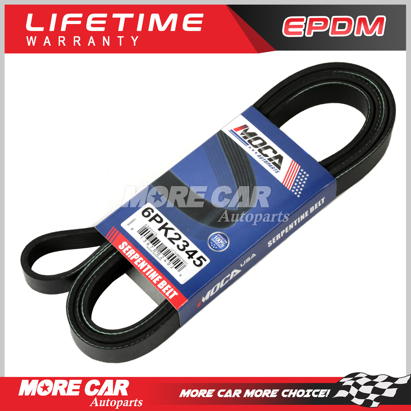 Serpentine Belt 6PK2345 for 1982-2015 Chevrolet GMC Ford Mercury 4.8L 5.3L 6.0L