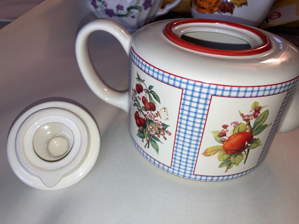 Hawthorne Manor Hallmark Design Collection Ceramic Teapot Fruit Pattern