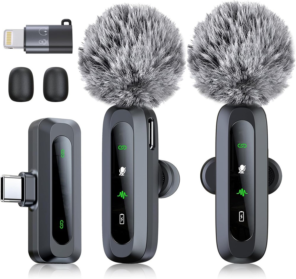 RICCHI Wireless Microphone for iPhone/iPad/Android Phone, 2 Pack Mini Microphone