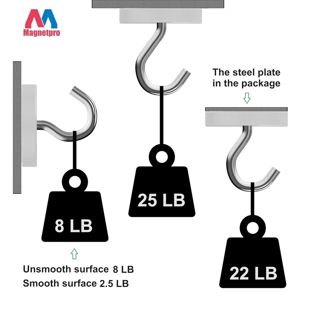 Versatile Neodymium Magnet Set - 25 LB Pull Force with Accessories Included