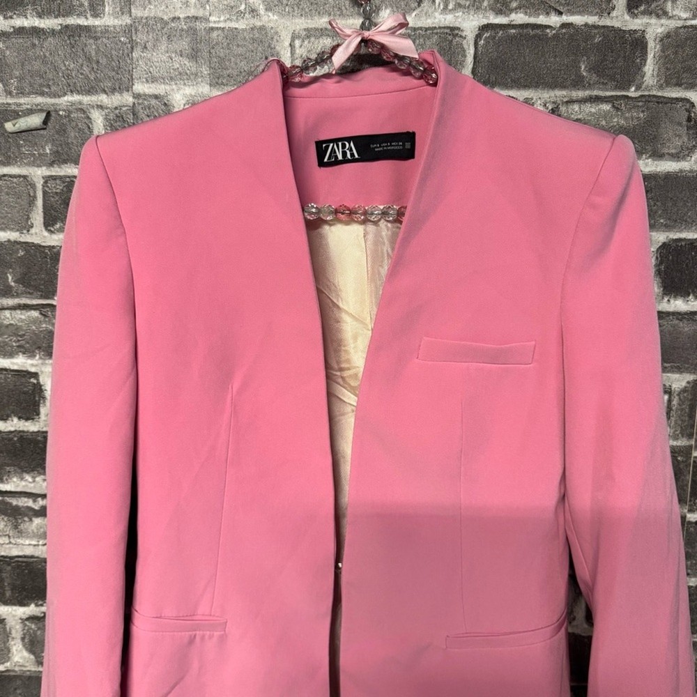 Zara blazer pink hook loop closure pockets SIZE SMALL S
