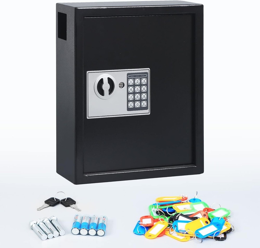 Electronic 40 Keys Cabinet Wall Mount, Digital Key Safe Lock Box, Large Security