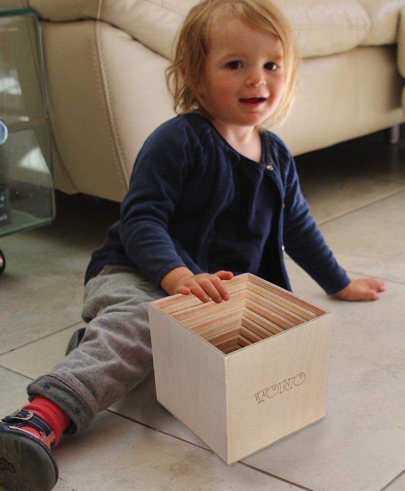 TOWO Wooden Stacking Boxes-Nesting and Sorting Cups Blocks for Todd