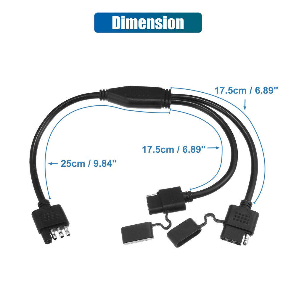 Universal Pack (1) Trailer Wiring Harness Extension Connector Splitter Cable