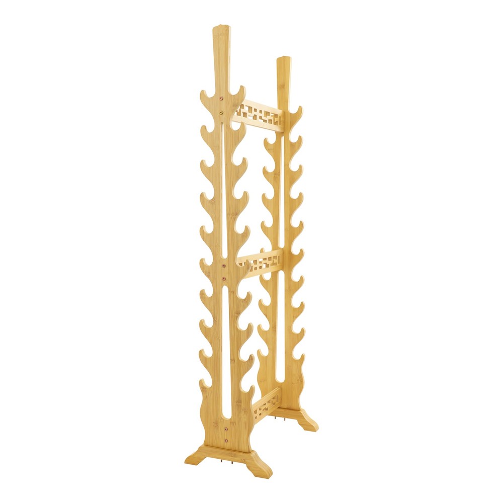 Solid Wood Horizontal Display Rack for Katana Sword 20 Tier Medieval Sword Stand
