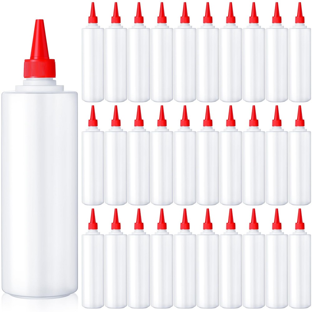 30 Pack Plastic Condiment Squeeze Bottles for Sauces Empty Squirt Bottle with...