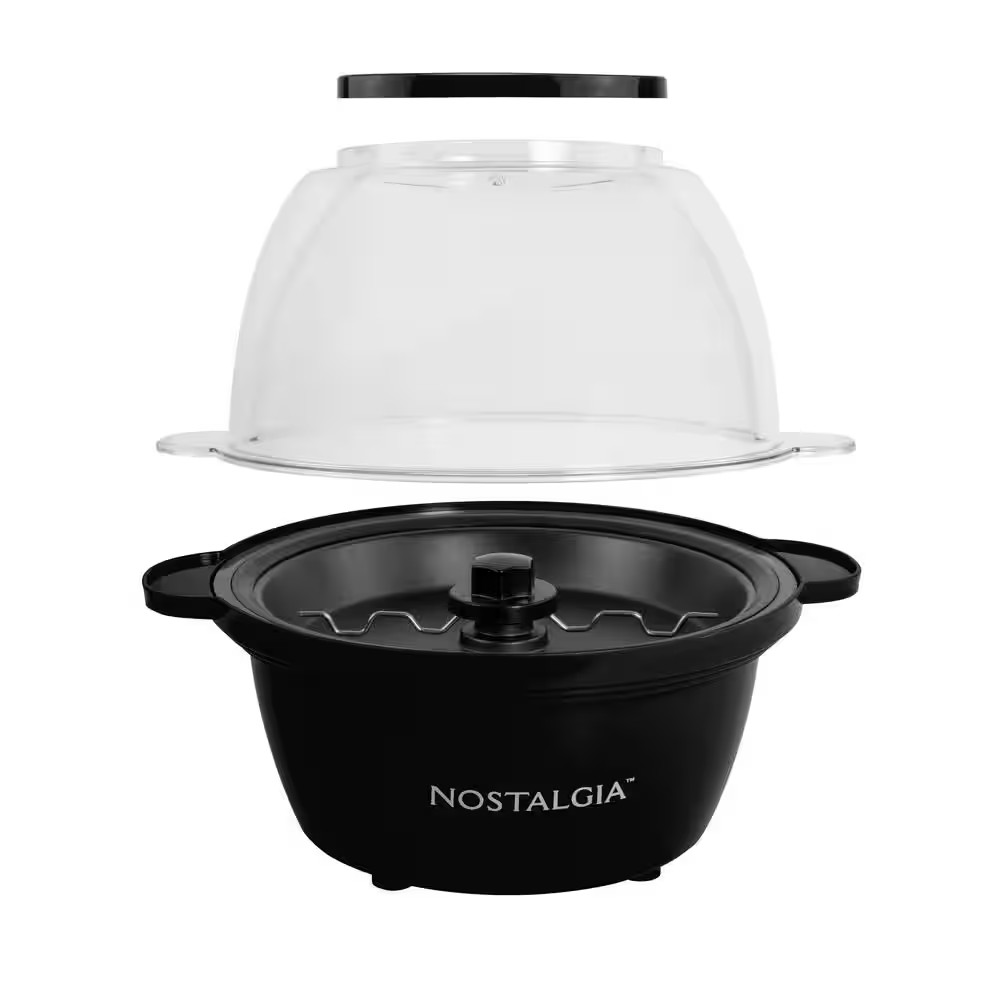 450 W 64 Oz Black Stirring Popcorn Machine