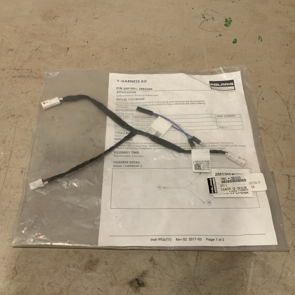 D6 Polaris 2883269 Electrical Accessory Y-Audio Harness 2014-2020 RZR 1000 900