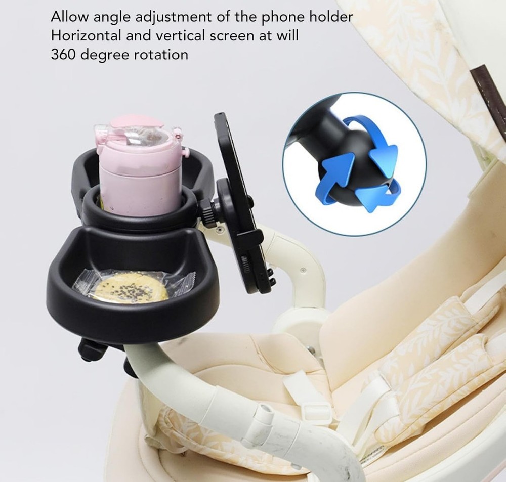 Stroller Snack Drink Organizer Tray Multifunctional Stroller Tray Adjustable...