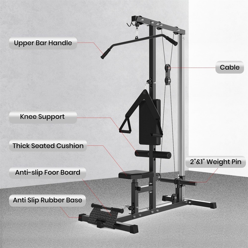 Floor Mounted Rope Trainer LAT Pulldown Machines Home Gym Total Body Training