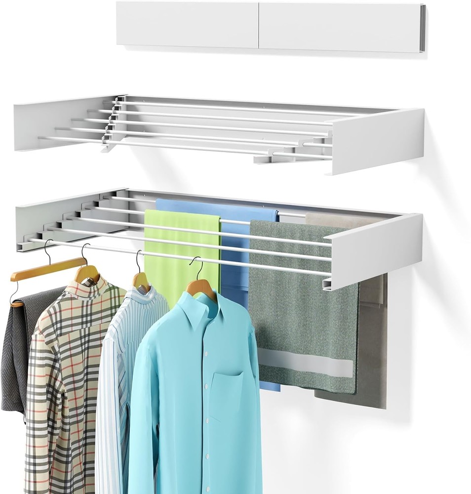 Wall Mounted Clothes Drying Ra, 31.5" Foldable Collapsible Laundry Ra,