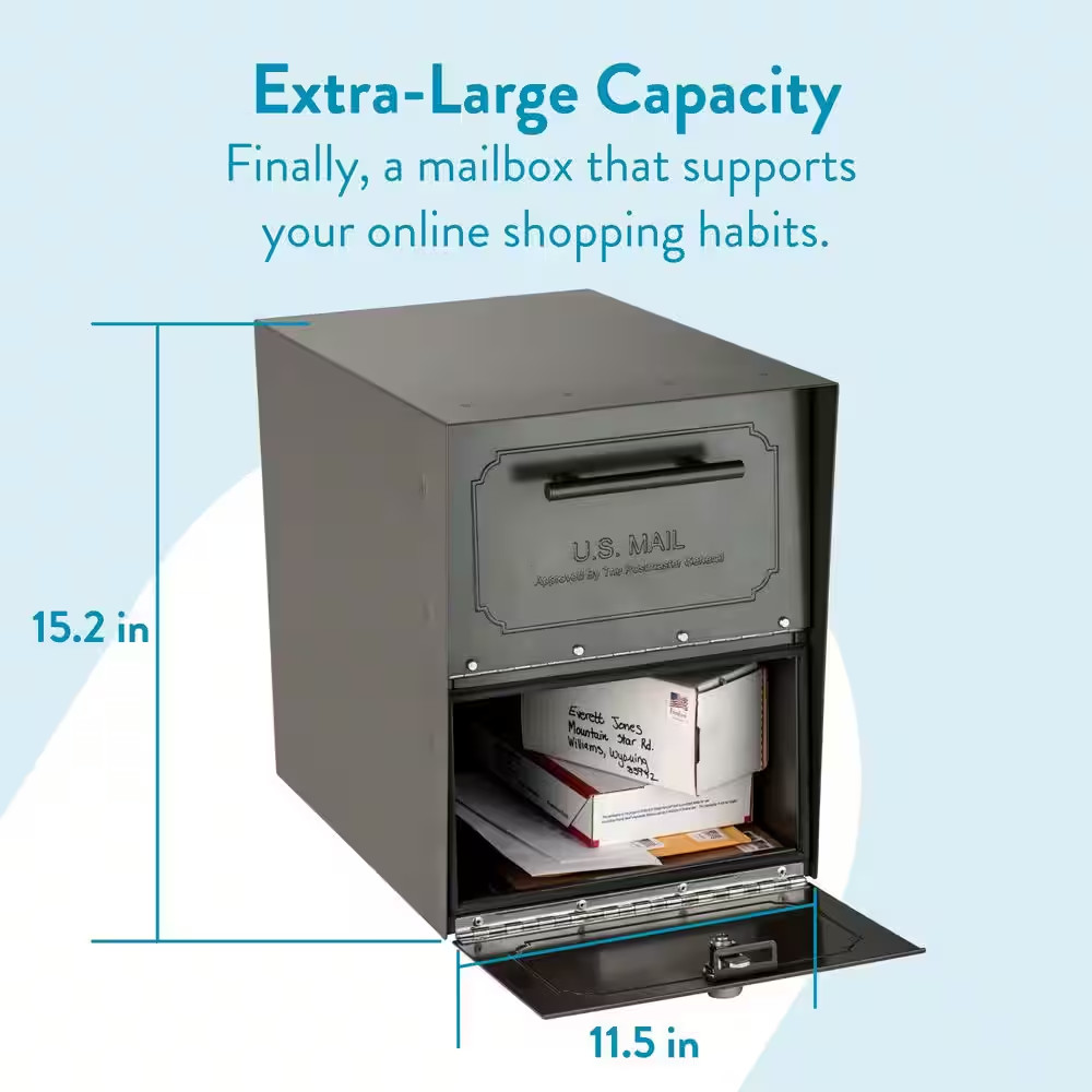 Oasis Classic Graphite Bronze, Extra Large, Steel, Locking, Post Mount Parcel Ma