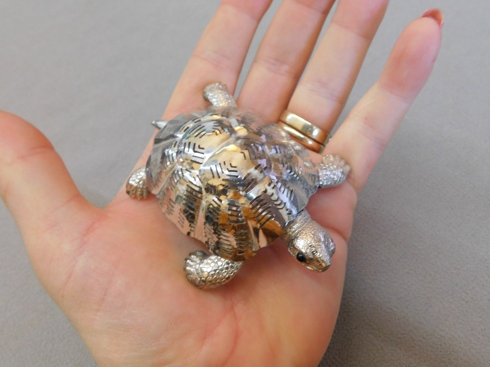 Christofle Lumiere D'Argent Silverplate Turtle Figurine