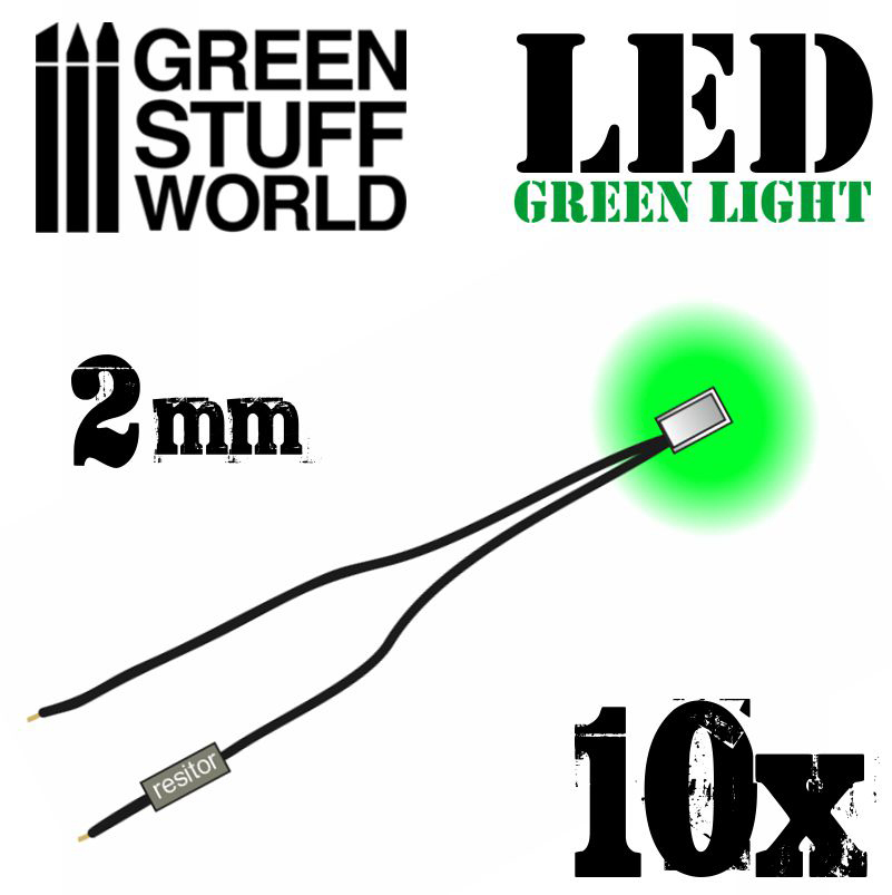 GREEN micro LED Lights - 2mm - Scenery Miniature lighting train infinity tiny
