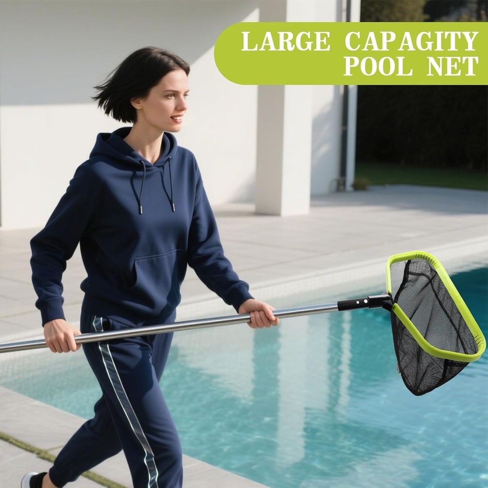 Deep Bag Pool Skimmer Net - Reinforced Frame Fine Mesh Leaf Rake for Pools & ...