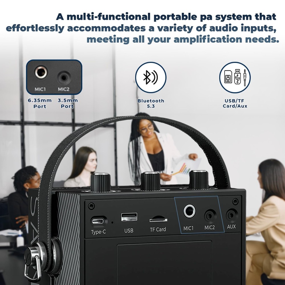 Bluetooth 5.3 Voice Amplifier with Wireless Microphone Headset,Personal Wireless