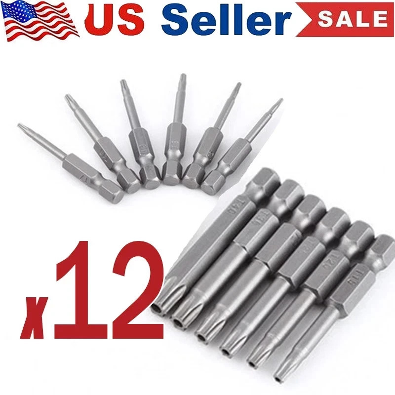 Security Torx Bit Set + Hex Key Allen Bit Set - For Power Drill & Impact Driver