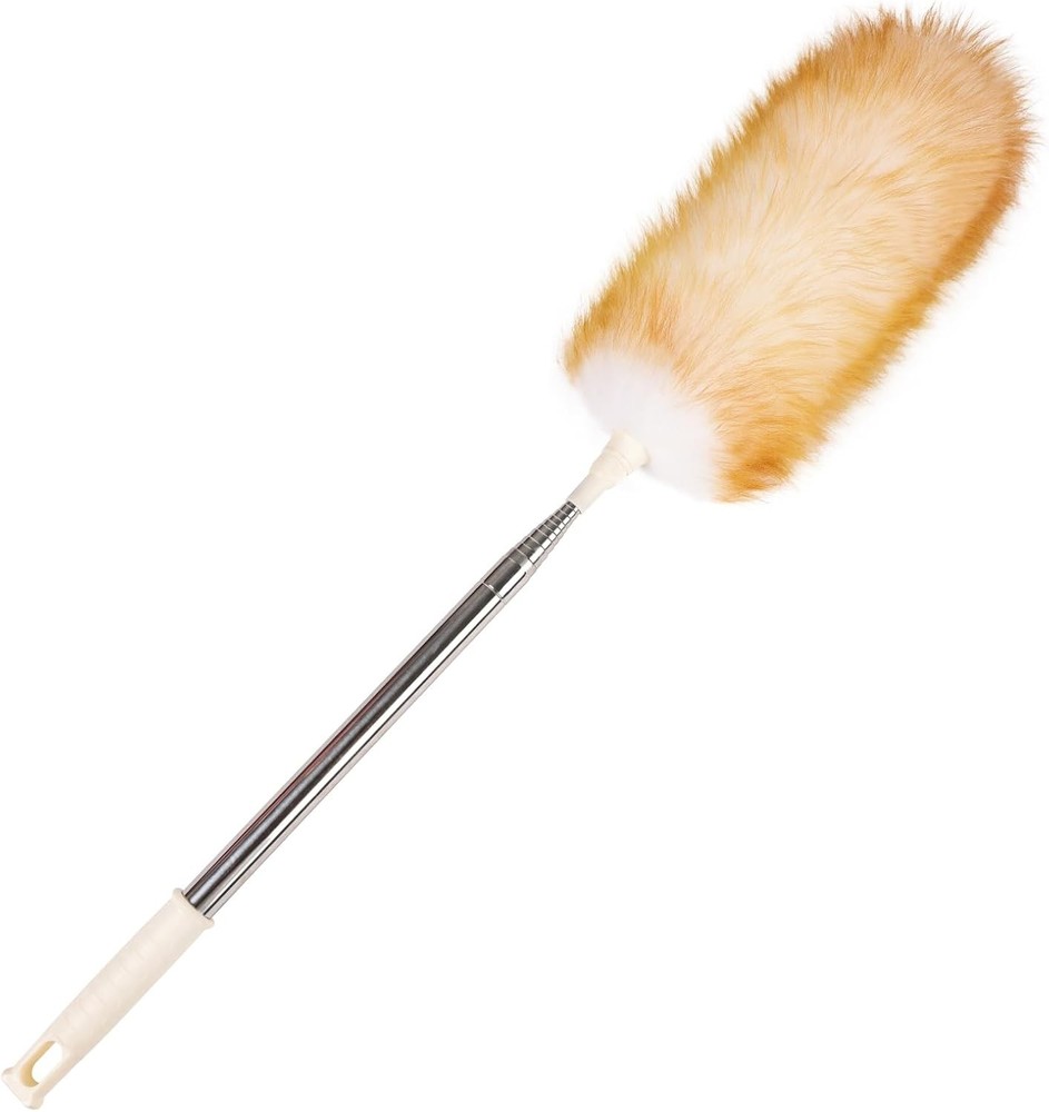 Lambswool Duster 14'' Length Solid Wooden Handle Leather Hang Strap Cleaning