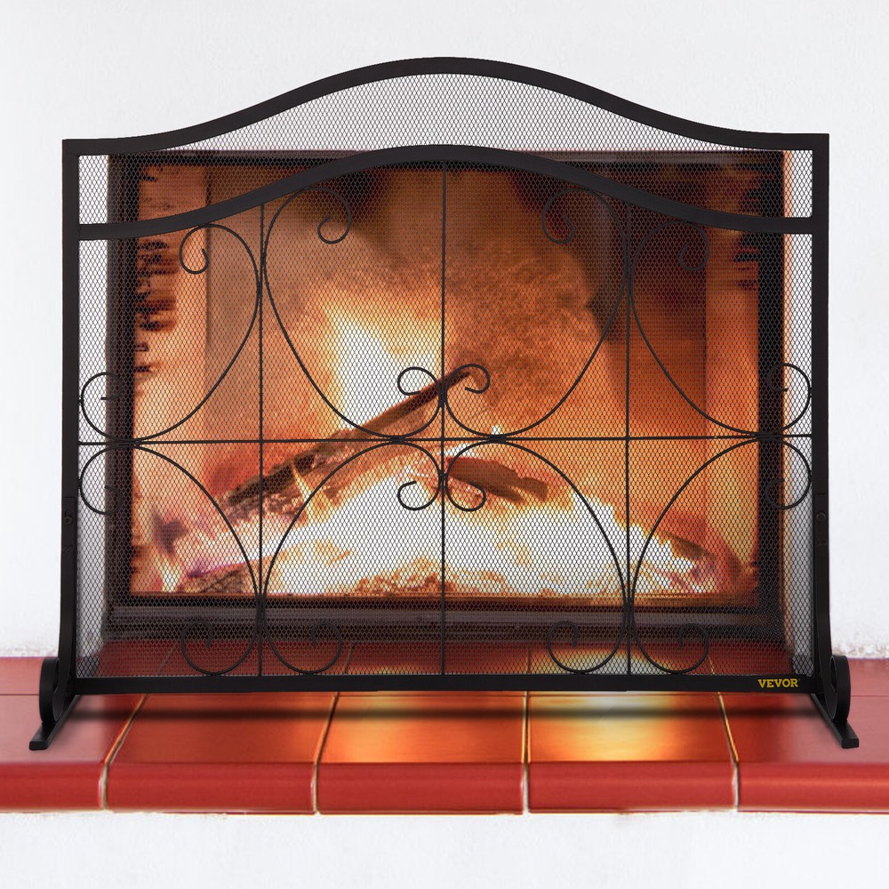 Fireplace Screen Spark Guard Protector Single Panel Free Standing Home Decor