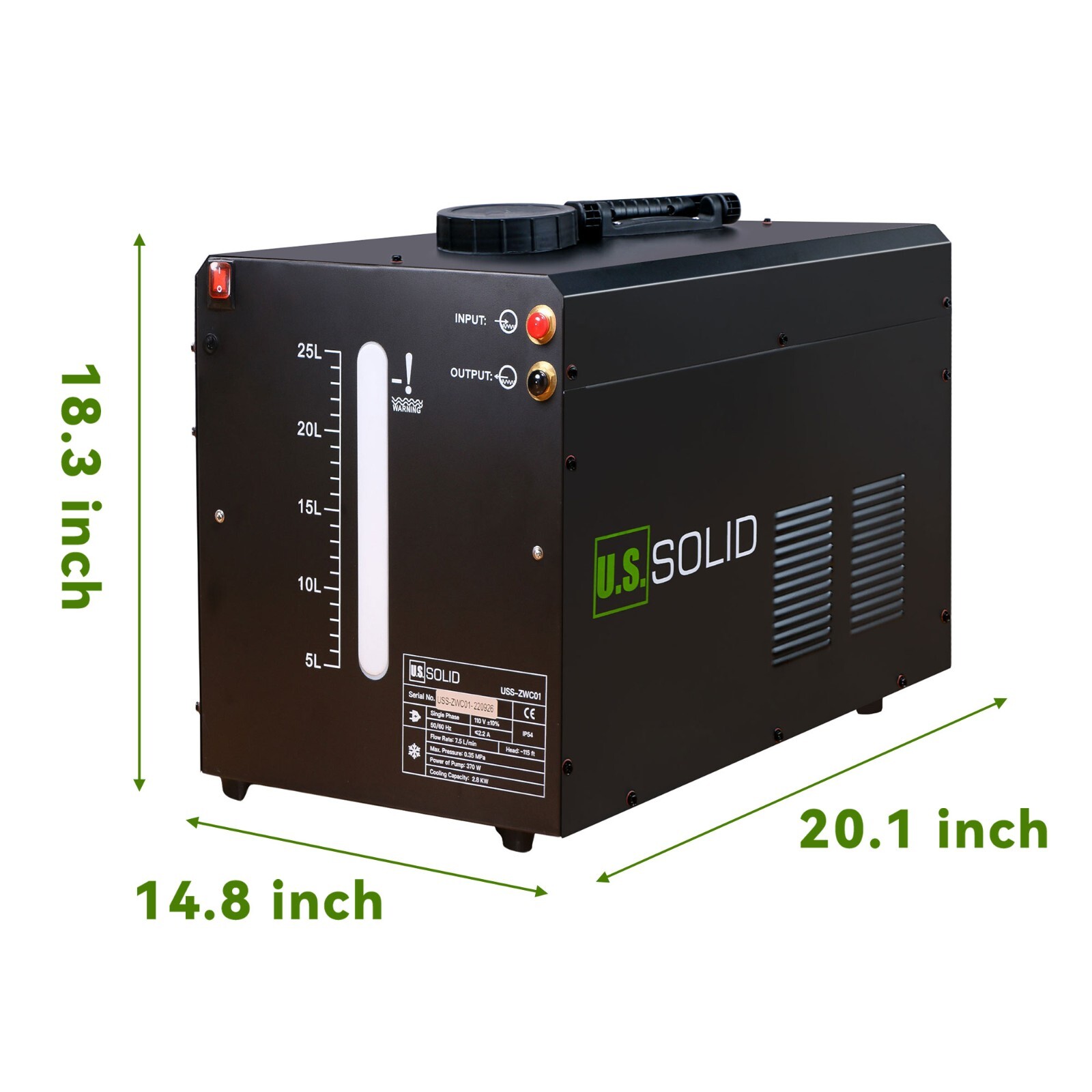 U.S. Solid Tig Water Cooler 25L TIG MIG Welder Torch Water Cooling Machine 370W