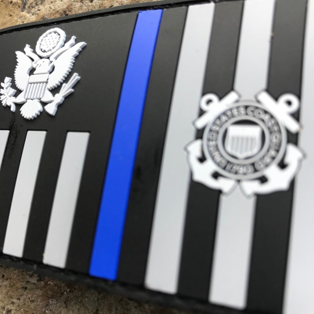 Thin Blue Line Subdued Coast Guard Ensign Flag PVC Patch