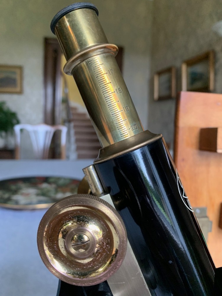 Antique C. Baker - Brass Monocular Microscope - circa 1920s, Cased