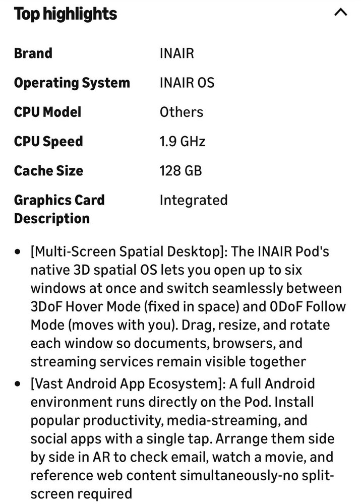 INAir 2 Elite Suite Smart Glasses Spatial Computer Bluetooth Wi-Fi