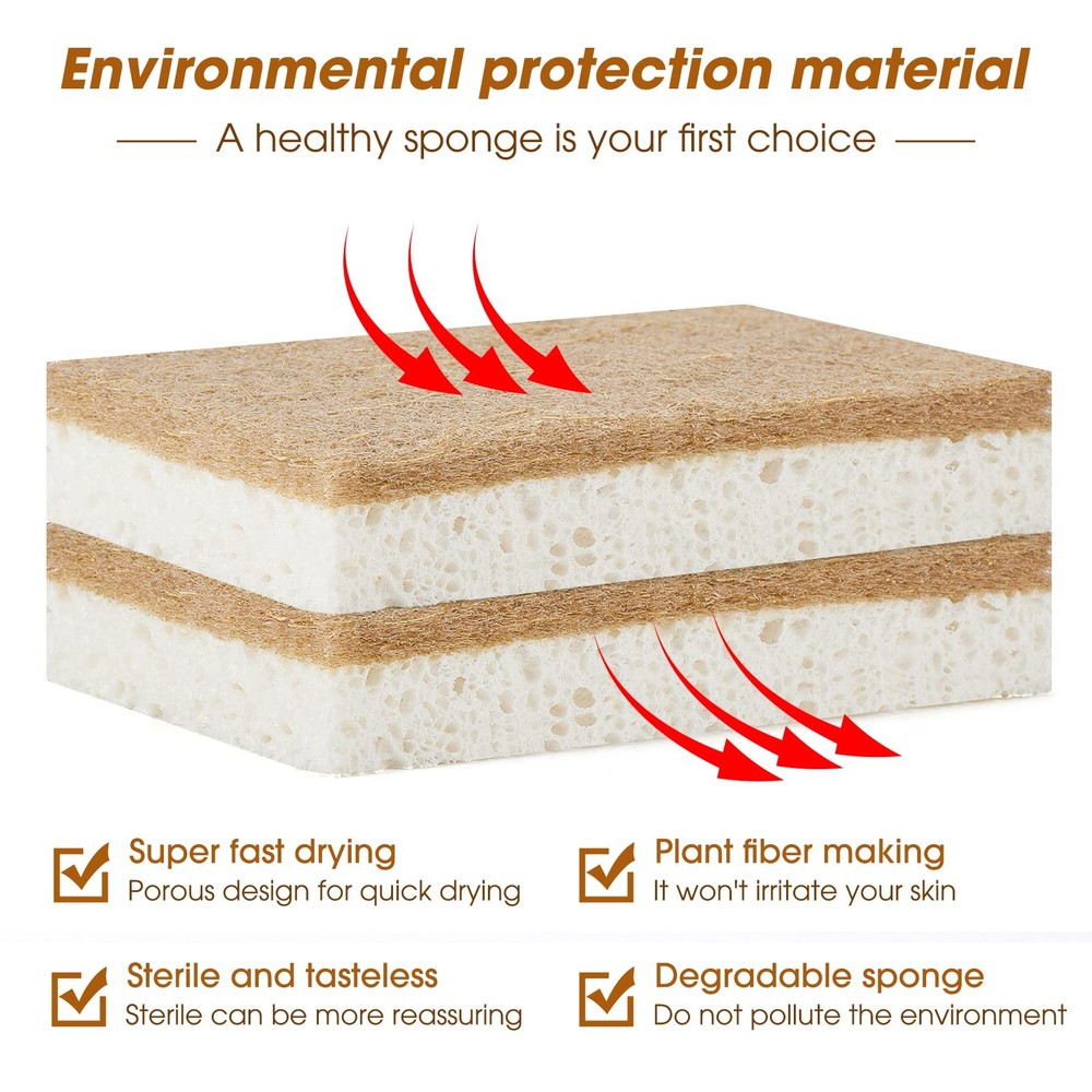 GREENTH PRO 10 Pack Nature Dish Sponge - Natural Kitchen - Coconut...