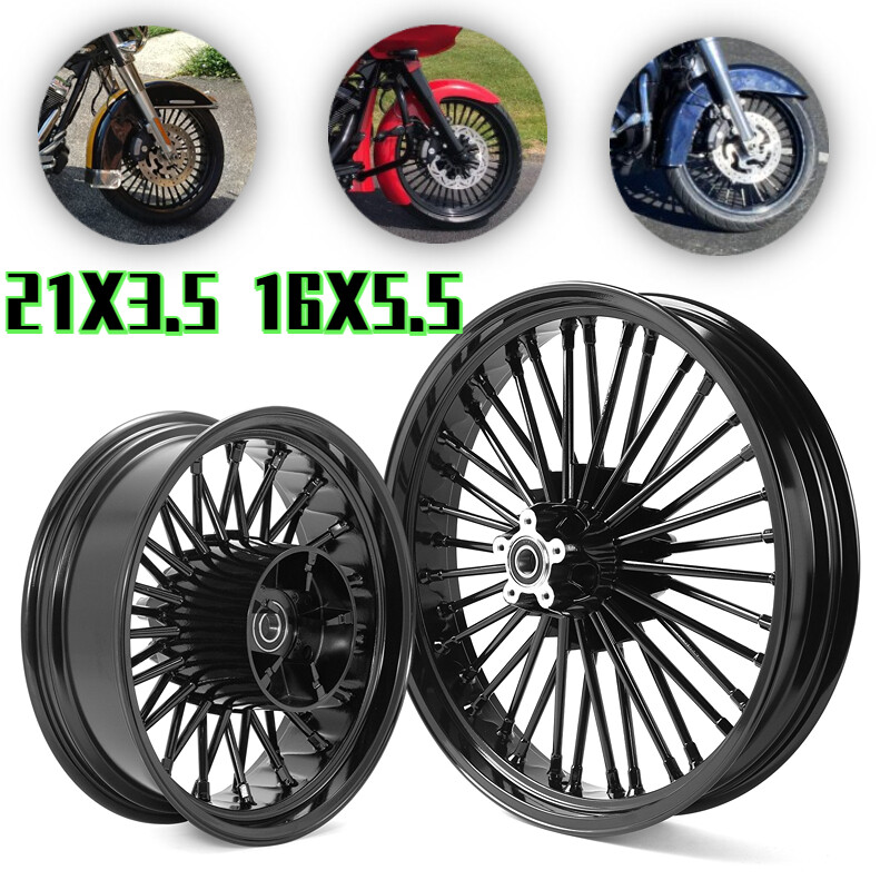 21X3.5 16X5.5 Fat Spoke Wheels for Harley Touring Street Glide Road King 09-24