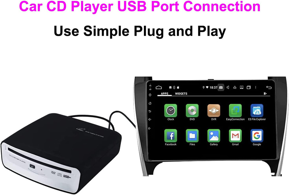 External Car Universal CD Player Machine, Vehicle External USB CD Player for Car