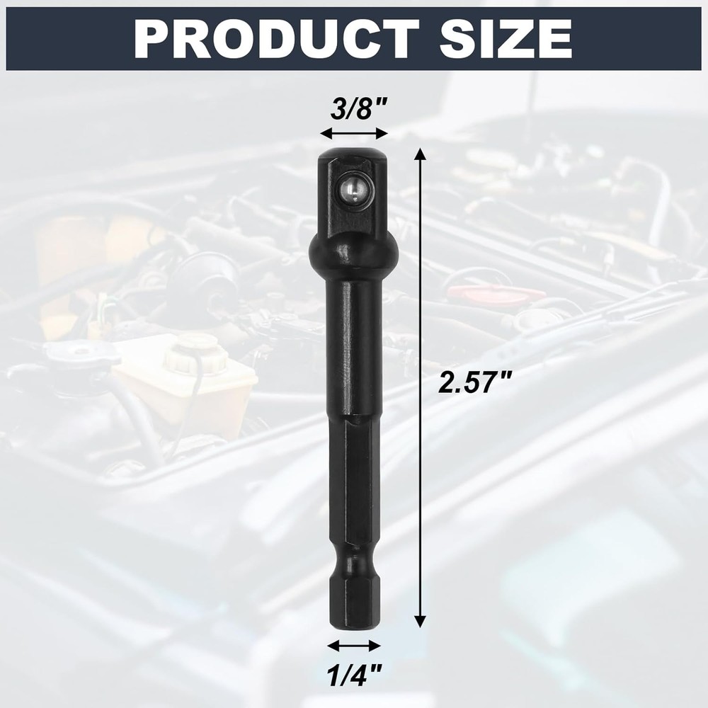 5 Pcs 3/8 Inch Impact Adapter Square Socket, Black Drill Socket Extension Driver
