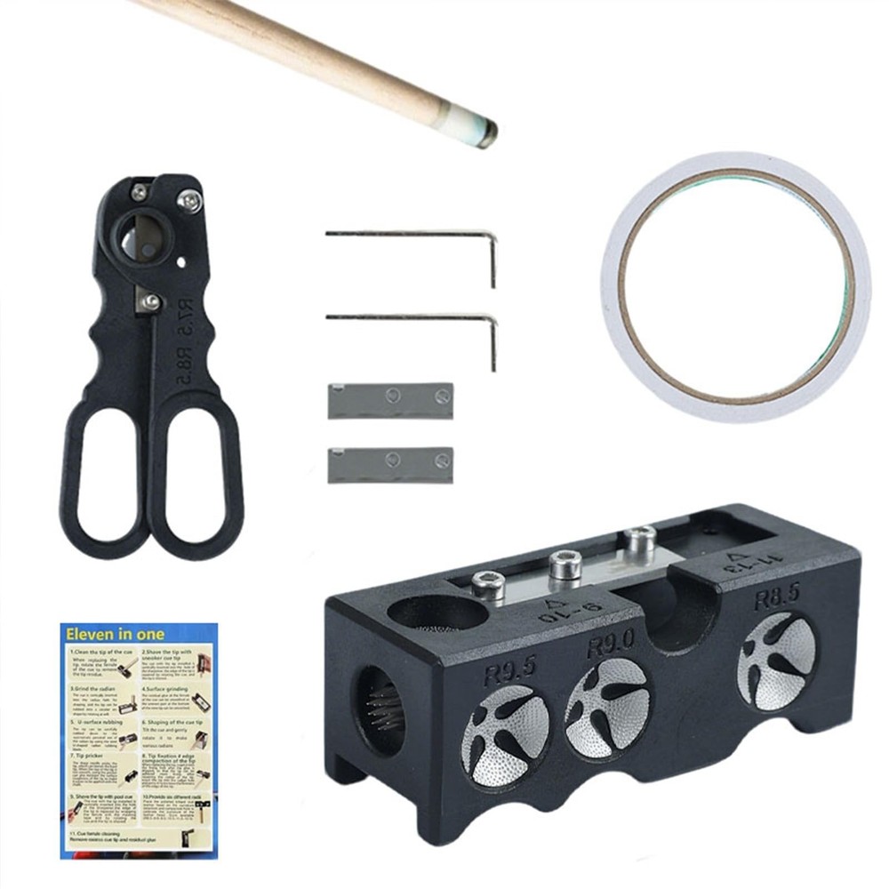 10in1 Pool Cue Tip Shaper Replacement Kit Repair Shaping Accessory Tool Pro