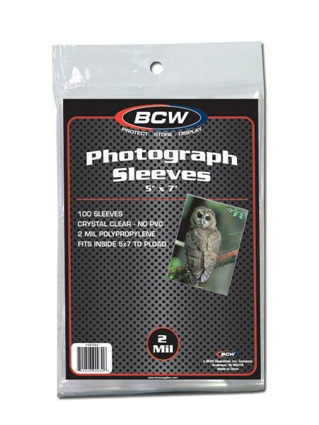 Pack of 100 BCW 5x7 Photo Acid Free Soft 2-Mil Archival Poly Sleeves
