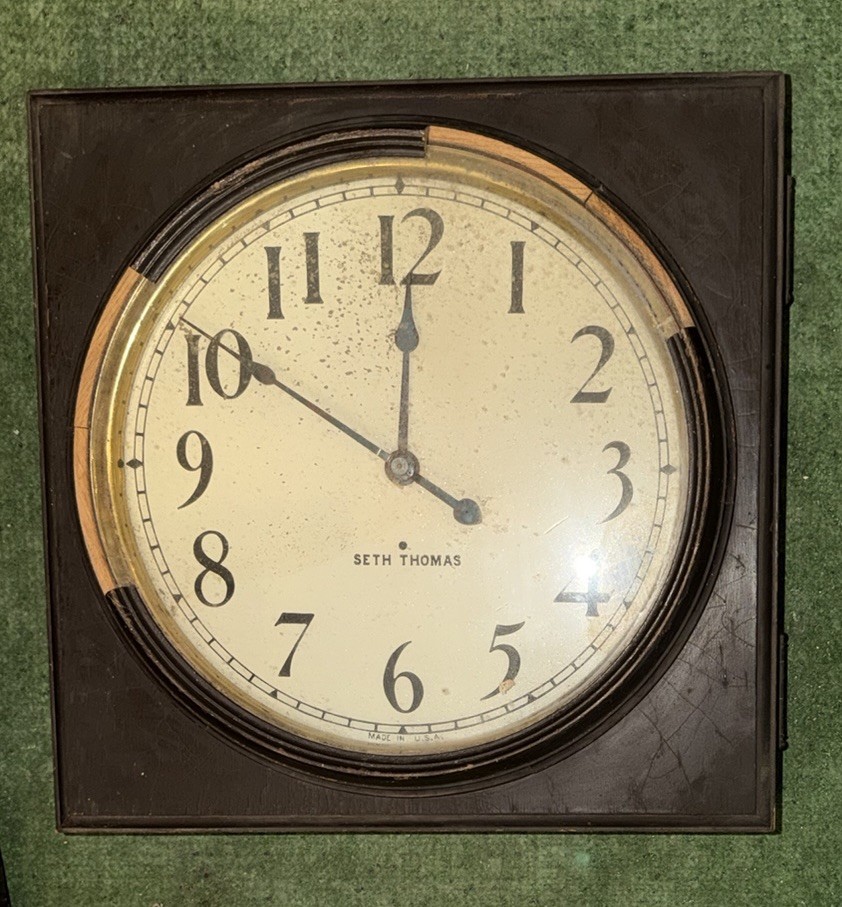 SETH THOMAS ANTIQUE ELECTRIC OFFICE SECONDARY/SLAVE WALL CLOCK