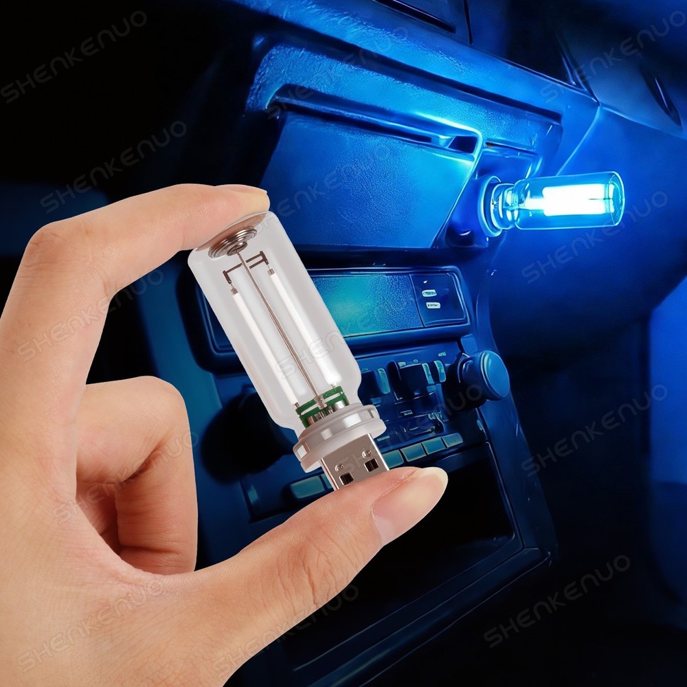 USB Glass Bottle Atmosphere Night Light – Touch Switch Dimmable LED Blue Bulbs