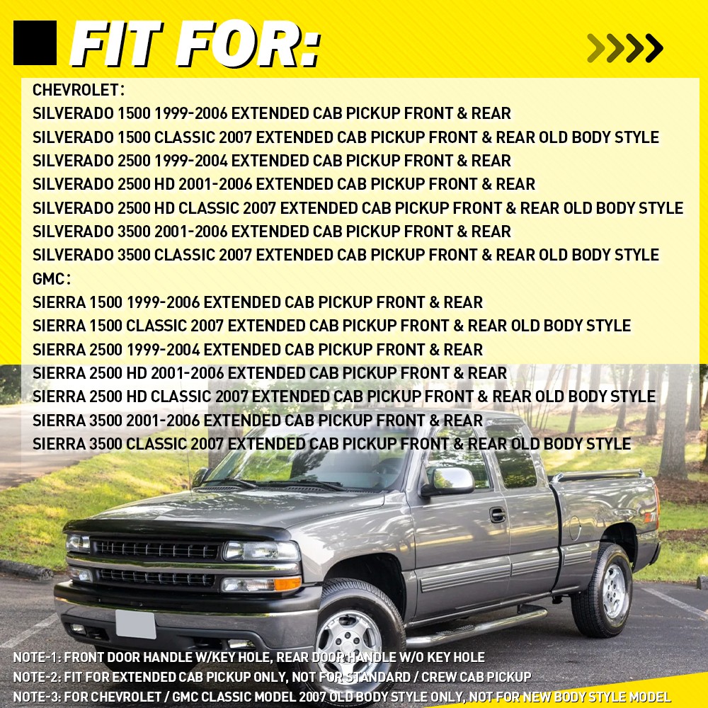 LH RH Front Rear Door Handles Textured Black For GMC Sierra 3500 2001-2007 4-20X