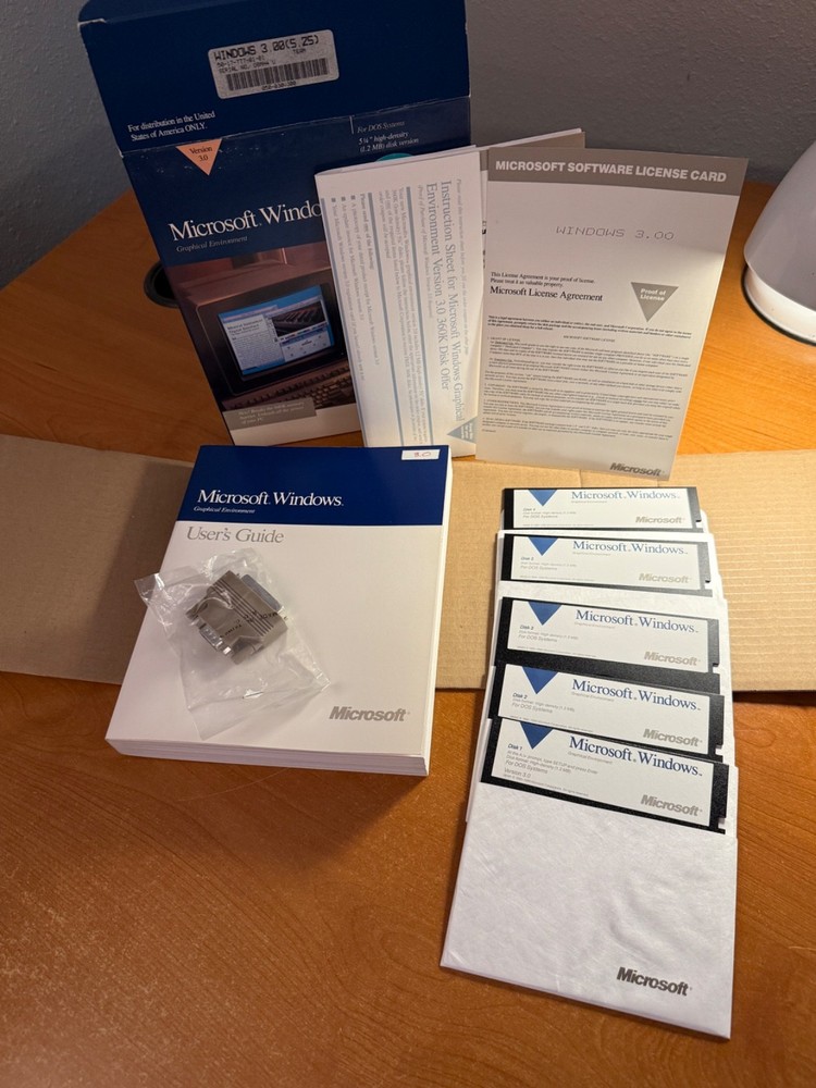 Vintage Microsoft Windows Operating System 3.0 - 5.25" Floppy Version - Mint